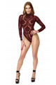 Body Dentelle Floquée Bordeaux Masquerade