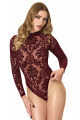 Body Dentelle Floquée Bordeaux Masquerade