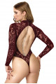 Body Dentelle Floquée Bordeaux Masquerade