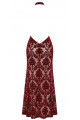 Robe Longue Dentelle Floquée Sexy Chic Bordeaux