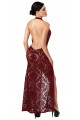 Robe Longue Dentelle Floquée Sexy Chic Bordeaux