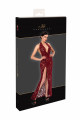 Robe Longue Dentelle Floquée Sexy Chic Bordeaux
