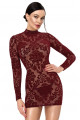 Mini Robe Libertine Dentelle Floquée Bordeaux Masquerade