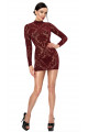 Mini Robe Libertine Dentelle Floquée Bordeaux Masquerade