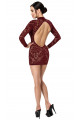 Mini Robe Libertine Dentelle Floquée Bordeaux Masquerade