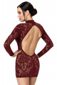 Mini Robe Libertine Dentelle Floquée Bordeaux Masquerade