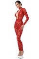 Combinaison Decolleté Vertige Dentelle Transparente Rouge Lovebite
