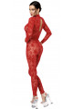 Combinaison Decolleté Vertige Dentelle Transparente Rouge Lovebite