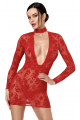 Mini Robe Transparente Club Libertin Dentelle Rouge