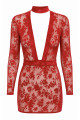 Mini Robe Transparente Club Libertin Dentelle Rouge 