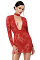 Mini Robe Transparente Club Libertin Dentelle Rouge 