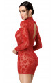 Mini Robe Transparente Club Libertin Dentelle Rouge 