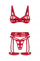 Ensemble Fetish Rouge Strappy Shiny Obsession 3 Pièces