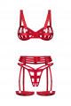 Ensemble Fetish Rouge Strappy Shiny Obsession 3 Pièces