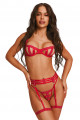 Ensemble Fetish Rouge Strappy Shiny Obsession 3 Pièces