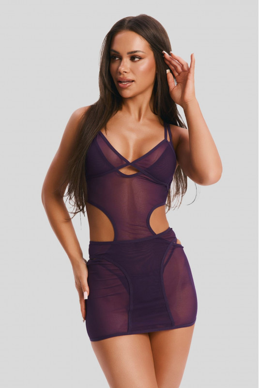 Nuisette et string Violet Vibres