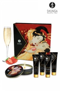 Coffret Secret de geisha vin pétillant à la fraise Shunga