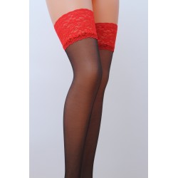 Bas Autofixants Noir Jarretière Rouge Passion ST004