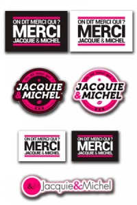 Assortiment 7 Autocollants Jacquie & Michel Stickers J&M Jacquie & Michel