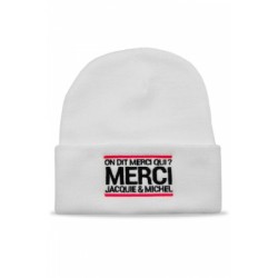 Bonnet Blanc Jacquie et Michel On Dit Merci Qui ?