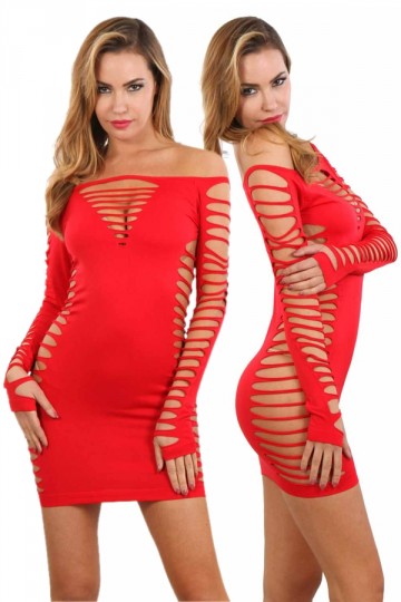 Robe Ultra Sexy ClubWear Ajourée Rouge