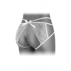 Culotte Ouverte Strappy Dentelle Blanche Nadia