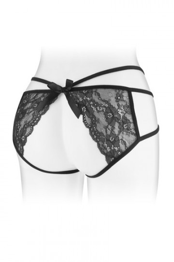 Culotte Ouverte Strappy Dentelle Noire Nadia