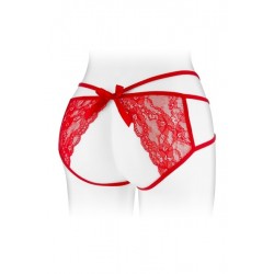 Culotte Ouverte Strappy Dentelle Rouge Nadia