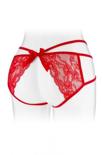 Culotte Ouverte Strappy Dentelle Rouge Nadia