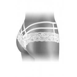 Tanga Ouvert Strappy Blanc Anne