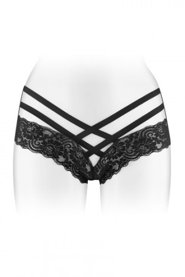 Tanga Ouvert Strappy Noir Anne