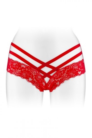 Tanga Ouvert Strappy Rouge Anne