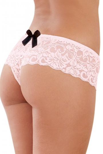 Shorty Ouvert Dentelle Vieux Rose 