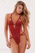 Body Dentelle Florale Strappy Rouge Dos Nu