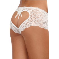 Shorty Dentelle Blanche Ouvert Fesses Coeur