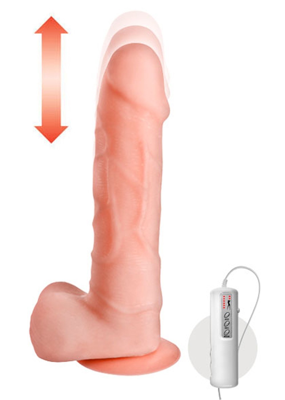 Vibro Réaliste va-et-vient 21 cm Ventouse Testicules