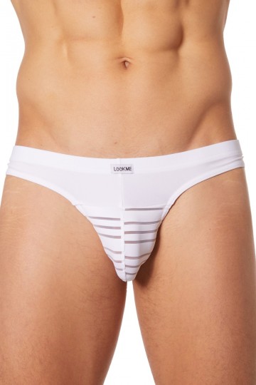 Slip Brief Blanc Rayé Opaque et Transparent