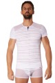 T Shirt Blanc Rayé Opaque et Transparent