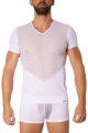 T Shirt Blanc Finement Ajouré en Transparence