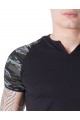 T Shirt Taille XL Noir Sexy Manches Camouflage Col Rond Ouvert LOOK ME
