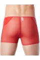 Boxer Rouge Sexy Maille Transparente Bande Style Cuir LOOK ME