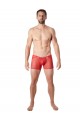 Boxer Rouge Sexy Maille Transparente Bande Style Cuir LOOK ME