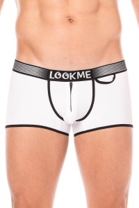 Boxer Mini-Pants Blanc Echancré Zip LOOK ME