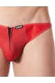 Slip Brief Rouge Zip Côtés style Cuir Dos Transparent LookMe