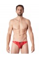 Slip Brief Rouge Zip Côtés style Cuir Dos Transparent LookMe