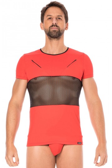 T Shirt Filet Sexy Homme Rouge