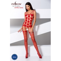 Combi BodyStocking Caraco Jarretelles Rouge