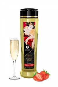 Huile Massage Parfum Fraise & Vin Pétillant Shunga Shunga