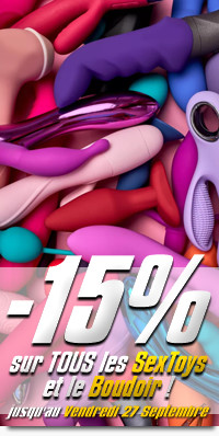 Tous les Sextoys et le Boudoir en Promo à Minimum -15 jusqu'à-30% !