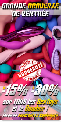 Tous les Sextoys et le Boudoir en Promo à Minimum -15 jusqu'à-30% !